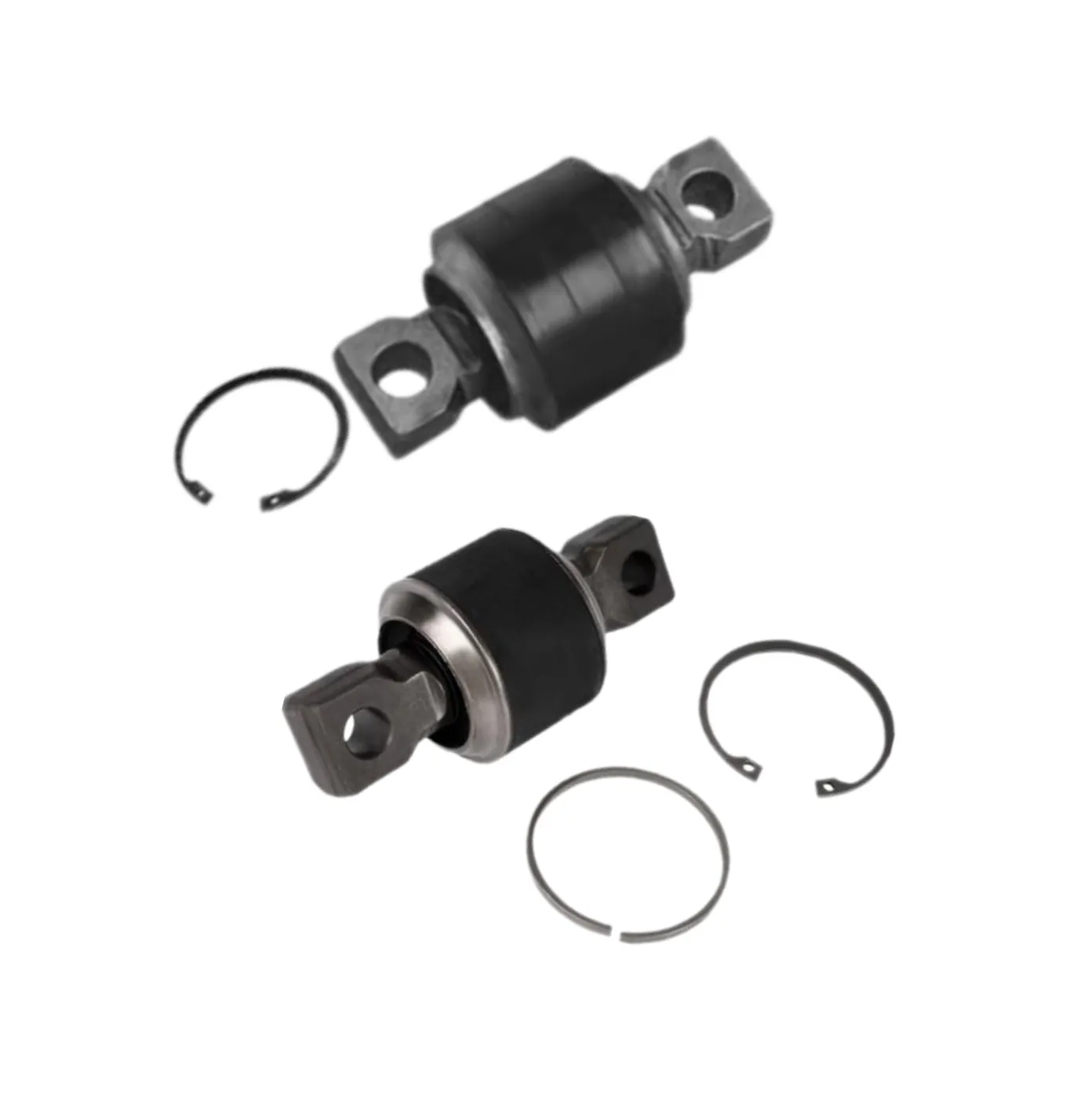 Automotive suspension bushings with rings